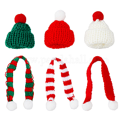 スーパーファインディング 24 セット 6 スタイルミニクリスマスニット帽子スカーフウール糸小さな赤いサンタ帽子ワインボトル装飾用人形工芸品装飾家の休日の装飾
