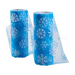 Сетчатые ленты со снежинками в стиле деко, тюль ткань, Тюль-рулонная ткань для юбки, глубокое синее небо, 6 дюйм (15 см), о 10yards / рулон (9.144 м / рулон)