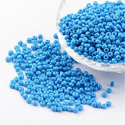 8/0 perline da 3 mm di vernice per cottura in vetro perline distanziate sciolte, dodger blu, 3mm, Foro: 1 mm, circa 962pcs/50g