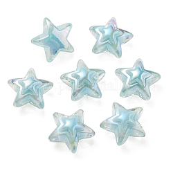 Placage uv perles acryliques transparentes irisées arc-en-ciel, deux tons, étoiles du nord, aigue-marine, 15.5~16x16.5x9.5mm, Trou: 2.6mm