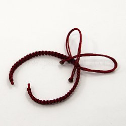 Cuerda de nylon trenzado para la toma de la pulsera DIY, de color rojo oscuro, 145~155x5x2mm, agujero: 2~4 mm