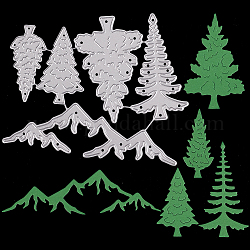 炭素鋼カッティングダイステンシル  DIYスクラップブッキング用  フォトアルバム  装飾的なエンボス紙カード  ステンレス鋼色  山と森  山と森  80x97x1mm  穴：1.2mm