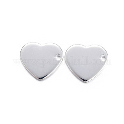 Idées de cadeaux faits à la main pour la Saint-Valentin 201 estampage en acier inoxydable pendentifs d'étiquette vierge, cœur, couleur argentée, 11x10x0.6mm