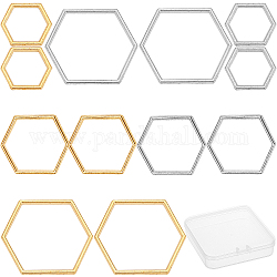 Anneaux de liaison en alliage sunnyclue, hexagone, platine et d'or, 48 pcs / boîte
