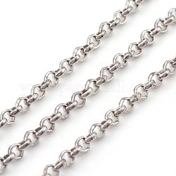 Iron Rolo Chains, Belcher Chain, Unwelded, Platinum Color, with Spool, Link: about 2.5mm in diameter, 0.8mm thick, about 328.08 Feet(100m)/roll