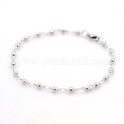Casual Style 304 Stainless Steel Ball Link Chain Bracelets, with Lobster Claw Clasps, Stainless Steel Color, 8-5/8 inch(220mm), 3mm