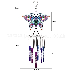 DIY Wind Chime Diamond Painting Kit, Including Resin Rhinestones Bag, Diamond Sticky Pen, Tray Plate and Glue Clay, Royal Blue, 380x145mm