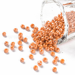 Perline semi di vetro, colori opachi , tondo, arancione scuro, 3mm, Foro: 1 mm, circa 10000pcs/libbra