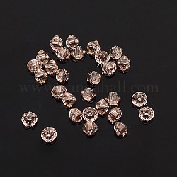 Austrian Crystal Beads, 5301 3mm, Bicone, Vintage Rose, Size: about 3mm long, 3mm wide, Hole: 0.8mm