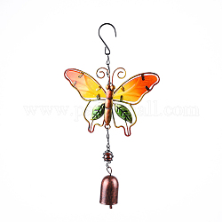 Glockenwindspiele, Kunstanhänger aus Glas und Eisen, Schmetterling, orange, 290x160 mm