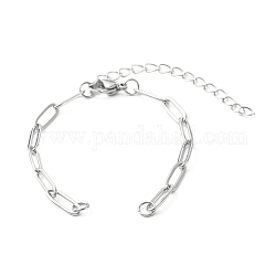 304 Stainless Steel Paperclip Chains Bracelet Making, with Lobster Claw Clasps, Stainless Steel Color, 5-3/4x1/8 inch(14.5x0.4cm)