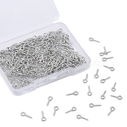 Iron Screw Eye Pin Peg Bails, For Half Drilled Beads, Platinum, 10x4x1mm, Hole: 2mm, 300pcs/box
