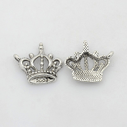 Tibetan Style Metal Alloy Crown Pendants, Antique Silver, Lead Free & Cadmium Free, 22x19.5x4mm, Hole: 2mm