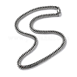 Chapado en iones (ip) 304 collar de cadena de eslabones cubanos de acero inoxidable, plata antigua, 23.58 pulgada (59.9 cm)