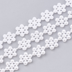 Hilo de guirnalda de cuentas de perlas de imitación de plástico abs, ideal para cortina de puerta, decoración de la boda diy material, copo de nieve, blanco, 10.5x10 mm, aproximamente 25 m / rollo