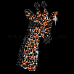 Rhinestone di vetro hotfix, ferro su applique, accessori costume, per vestiti, borse, pantaloni, modello di giraffa, 297x210mm