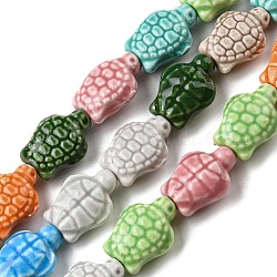 Fili di perline di porcellana fatti a mano, tartaruga, colore misto, 17.5~18x13x7.5~8mm, Foro: 2 mm, circa 18pcs/filo, 12.28'' (31.2 cm)