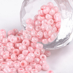 Glass Seed Beads, Opaque Colours Seed, Small Craft Beads for DIY Jewelry Making, Round, Pink, 4mm, Hole:1.5mm, about 4500pcs/pound