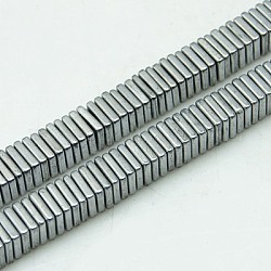 Non magnetici perle ematite sintetico fili, perline heishi quadrate, platino placcato, 4x1mm, Foro: 1 mm, 15.7 pollice