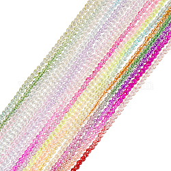 Pandahall Elite 18 Stränge 18 Farben transparente Farbverlaufsglasperlenstränge, facettiert rund, Mischfarbe, 2 mm, Bohrung: 0.8 mm, ca. 180~186 Stk. / Strang, 13.98~14.65'' (35.5~37.2 cm), 1 Strang / Farbe