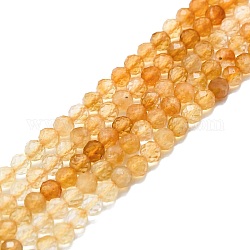 Natürlichen Citrin Perlen Stränge, facettiert, Runde, 4 mm, Bohrung: 0.8 mm, ca. 108 Stk. / Strang, 15.16''~15.55'' (38.5~39.5 cm)