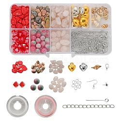 Kits de fabrication de bijoux diy, y compris les perles de pierres précieuses, Pendentifs en plastique CCB, perles de coquillage cauri naturelles, Chapelets de perles en verre électroplaqué, fermoirs en alliage et fil élastique, accessoires de boucles d'oreilles et de clous d'oreilles en fer, anneaux de jonction ouverts en laiton, 304 rallonges de chaîne en acier inoxydable, couleur mixte, pendentifs: 10 pièces / ensemble