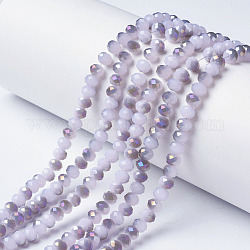 Chapelets de perles en verre électroplaqué, jade d'imitation, la moitié violet plaqué, facette, rondelle, lilas, 4x3mm, Trou: 0.4mm, Environ 130 pcs/chapelet, 16.54 pouce (42 cm)