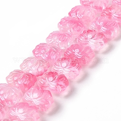 Transparente Glasperlen Stränge, Lotus, neon rosa , 10x14x7 mm, Bohrung: 0.8 mm, ca. 38 Stk. / Strang, 14.17 Zoll (36 cm)