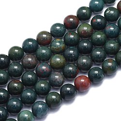Perline Bloodstone naturale fili, perle di pietra eliotropio, tondo, 8~8.5mm, Foro: 0.8 mm, circa 46pcs/filo, 15.08 pollice (38.3 cm)