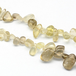 Natural Olive Quartz Stone Bead Strands, Chip, 10~15x6~12x3~7mm, Hole: 1mm, about 56pcs/strand, 15inch
