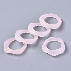 Transparent Resin Finger Rings, Frosted, Pink, US Size 6 3/4(17.1mm)