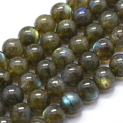 Chapelets de perles en labradorite naturelle , ronde, 8 mm de diamètre, Trou: 1mm, Environ 50 pcs/chapelet, 15.7 pouce (40 cm)