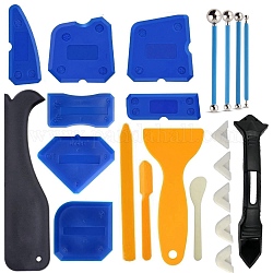 Kit de herramientas de calafateo, con herramienta de calafateo de silicona, espátula, herramienta de acabado de sellador, color mezclado, 186~207x22~41x13~27mm