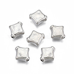 Ccb Kunststoff-Perlen, für diy Schmuck machen, Rhombus, Platin Farbe, 10.5x10x4 mm, Bohrung: 1.6 mm