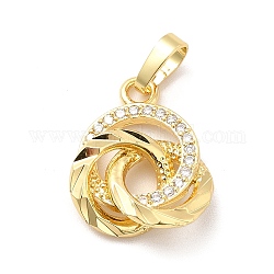 Rack Plating Brass Micro Pave Cubic Zirconia Pendants, 3 Interlocking Russian Ring Charm, Long-Lasting Plated, Cadmium Free & Lead Free, Real 18K Gold Plated, 18x14.5x4mm, Hole: 3.5x6mm