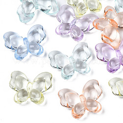 Transparent Acrylic Beads, Butterfly, Mixed Color, 18x21x6mm, Hole: 1.6mm, about 415pcs/500g