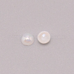 Kunststoff Cabochons, Nachahmung Perlen, Halbrund, weiß, 4x2 mm, 10000 Stück / Beutel
