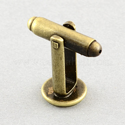 Brass Cuff Settings, Cufflink Findings for Apparel Accessories, Antique Bronze, Tray: 10mm, 18.5x12mm