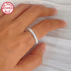 925 anillo abierto de plata de primera ley con baño de rodio, Platino, nosotros tamaño 8 (18.1 mm)