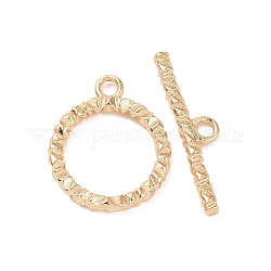 Cierres de palanca de latón, anillo texturizado, dorado, anillo: 26x21.5x2.5 mm, agujero: 3 mm, bar: 31.5x7x2.5 mm, agujero: 3 mm