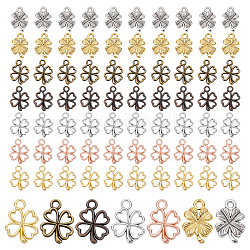 Pandahall elite 140pcs 7 pendentifs en alliage de style, trèfle, pour bricolage, accessoires de fabrication de bijoux, couleur mixte, 20 pièces / style