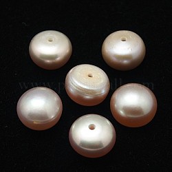 Grade AA Natural Cultured Freshwater Pearl Beads, Half Drilled Hole, Half Round, Purple, 7~7.5x5.5~6.5mm, Hole: 1mm
