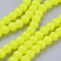 Imitation Jade Glass Beads Strands, Spray Painted, Round, Green Yellow, 8mm, Hole: 1.3~1.6mm, about 100pcs/strand, 31.4 inch