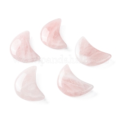 Perlas naturales de cuarzo rosa, sin agujero / sin perforar, de alambre envuelto colgante de decisiones, luna, 34~35x22x7~10mm