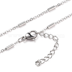 304 Stainless Steel Cable Chain Necklaces, with Tube Beads and Lobster Claw Clasps, Stainless Steel Color, 19-7/8 inch(50.5cm)