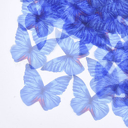 Органза ткань, для поделок ювелирных изделий, бабочка, синие, 43x48.5 мм