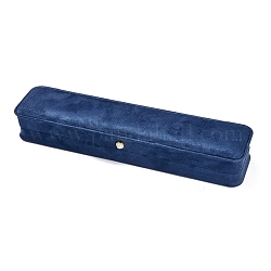 Samt Halsband box, mit Acryl-Perle, Rechteck, für die Hochzeit, Schmuck Aufbewahrungskoffer, dunkelblau, 9-3/8x2-1/8x1-1/2 Zoll (23.9x5.5x3.8 cm)