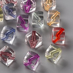 Perles en acrylique transparente, cube, couleur mixte, 13x14x13mm, Trou: 1.8mm, longueur de côté: 10 mm, environ 480 pcs/500 g