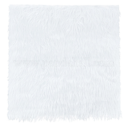 Tissu polyester imitation poil de lapin fausse fourrure, pour peluche bricolage vêtement matériel de couture, blanc, 400x400x1.5mm