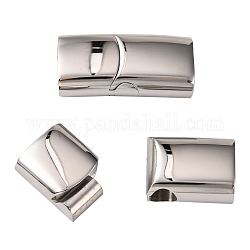 316 Surgical Stainless Steel Magnetic Clasps with Glue-in Ends, Rectangle, Stainless Steel Color, 29x14x8.5mm, Inner Diameter: 12x7mm